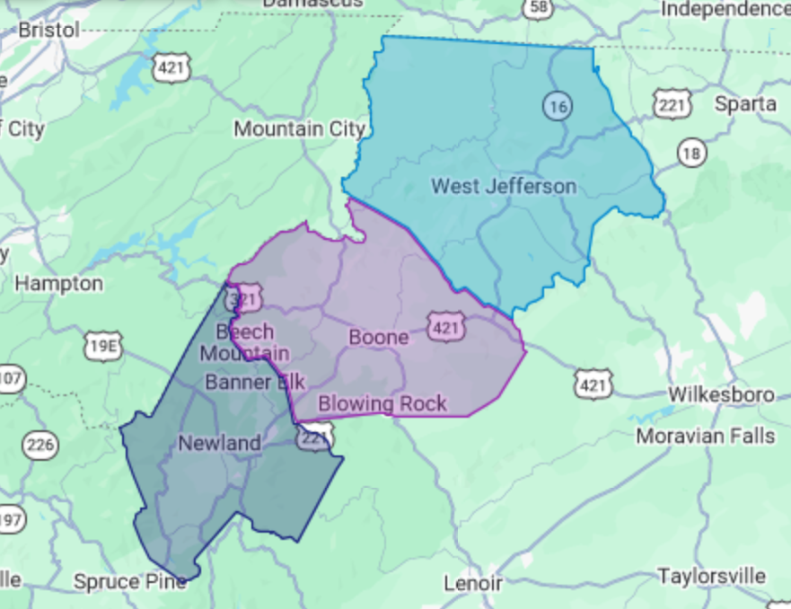 Areas of service map